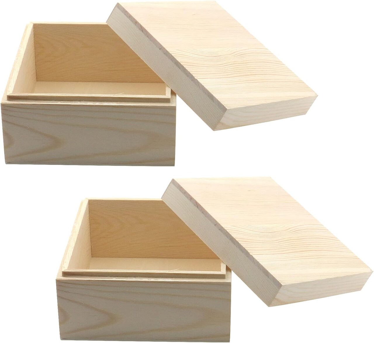 2Pcs Wooden Unfinished Storage Box with Top Lid 4.72" x 4.72" Square Wooden Pine Box DIY Craft Stash Boxes Gift Box for Arts Hobbies and Home Storage